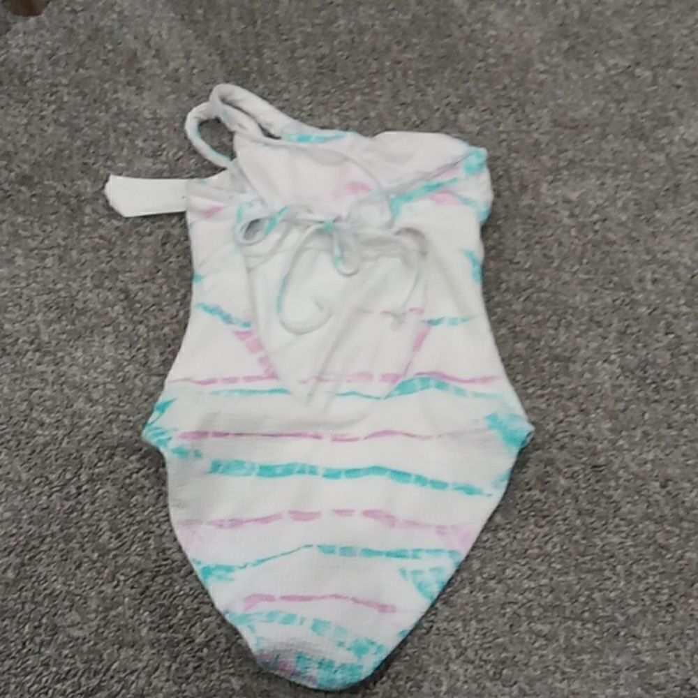 Becca green purple & white tie dye 1 shoulder 1 piece swimsuit size  NWT - Picture 4 of 4